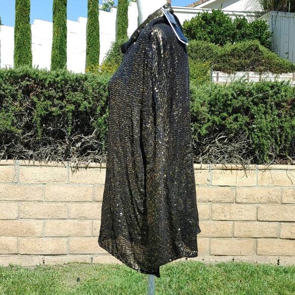 NWT Zara Oversized Gold Black beaded sequin button up jacket cardigan. M - Picture 5 of 9